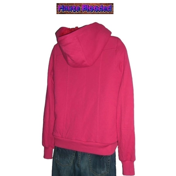 Marc By Marc Jacobs Bright Pink Hoodie W/ Red Faux Fur Lining Warm Sweatshirt S - Picture 8 of 13